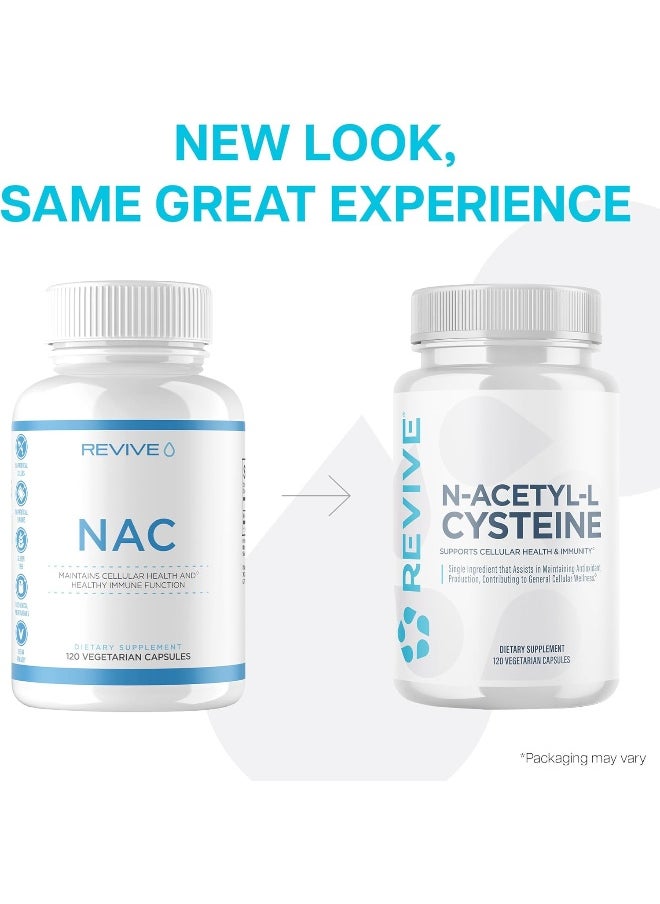 Revive NAC (N-acetylcysteine) antioxidant powerhouse, support body detoxification, immune health, and cellular vitality1200Mg - 120 Vegetarian Capsules