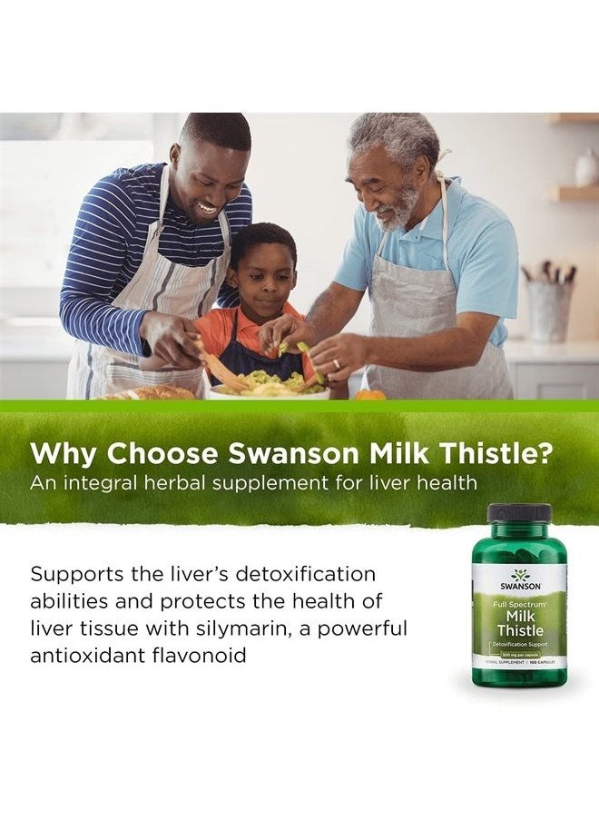 Milk Thistle-Herbal Liver Support Supplement-Natural Formula Helping to Maintain Overall Health & Wellbeing-(100 Capsules, 500mg Each)