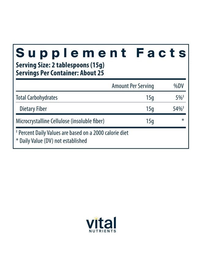 Cellulose Fiber Powder | 375g Cellulose Insoluble Fiber Powder | Fiber Supplement Powder Supports Healthy Bowel Function | Gluten, Dairy, Soy Free | Non-GMO | 60 Capsules