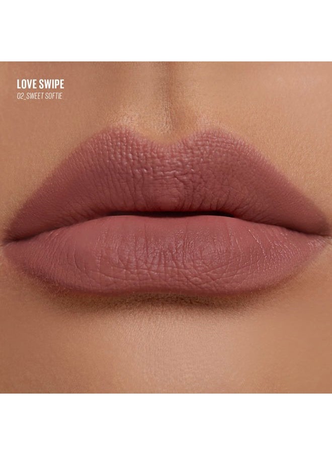 Lip Mousse - Love Swipe | with Raspberry Seed Oil and Vitamin E, Buildable, Blendable, Moisturizing, Velvet Finish, 02 Sweet Softie, 0.22 Oz (5 shades)