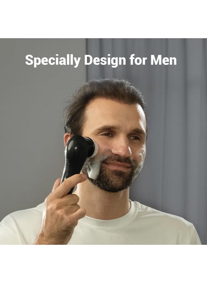 Facial Brush for Men Skin Scrubber with Advanced 6 Degree Oscillating Vibration Cleansing Technology, Waterproof Men's Facial Exfoliator Massager Black TB-1487