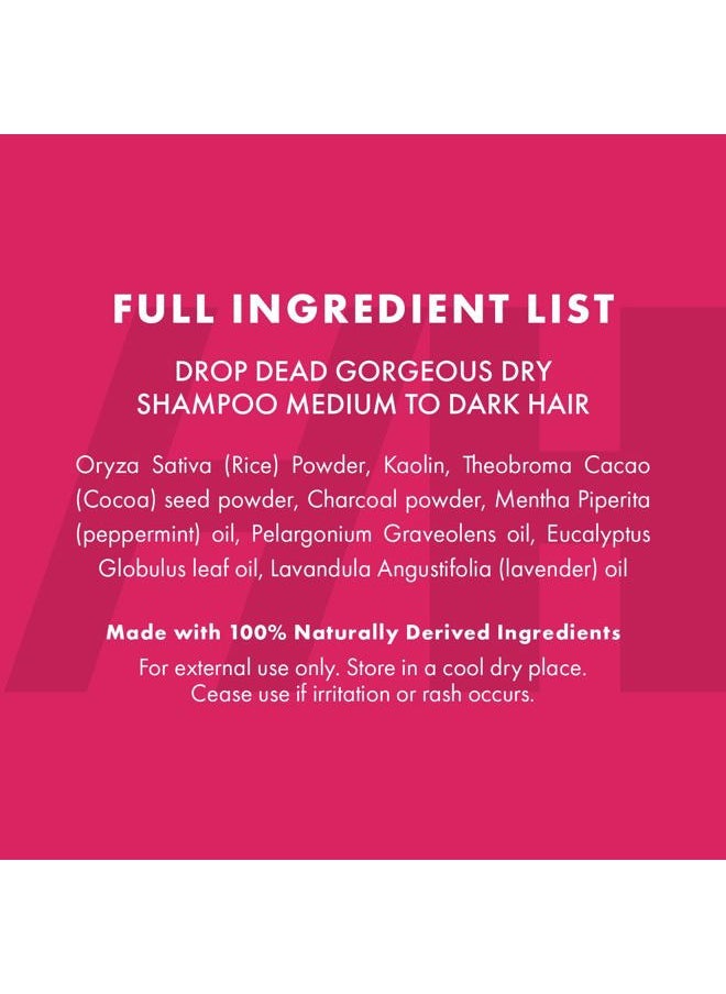 Non Aerosol Dry Shampoo Powder 1.8oz 100% Natural & Vegan Volumizing Powder For Dark Hair & Brunette Hair