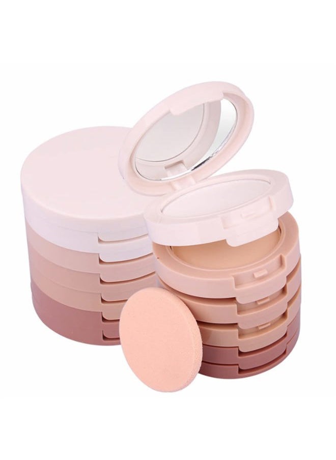 5 Colors Long-Lasting Lightweight Multi-layer Matte Loose Setting Powder Pressed Powder Face Makeup Contour Palette Concealing Shading Powder Foundation for Minimizes Pores & Perfects Skin