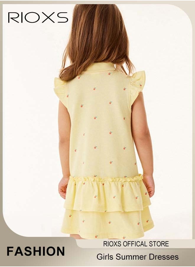 Girls A-line Dress with Adorable Pattern, Colorful Button Up Sleeveless Dress, Wonderful Summer Dresses for Girls, Comfortable to Wear, Great Gift Choice for Girls