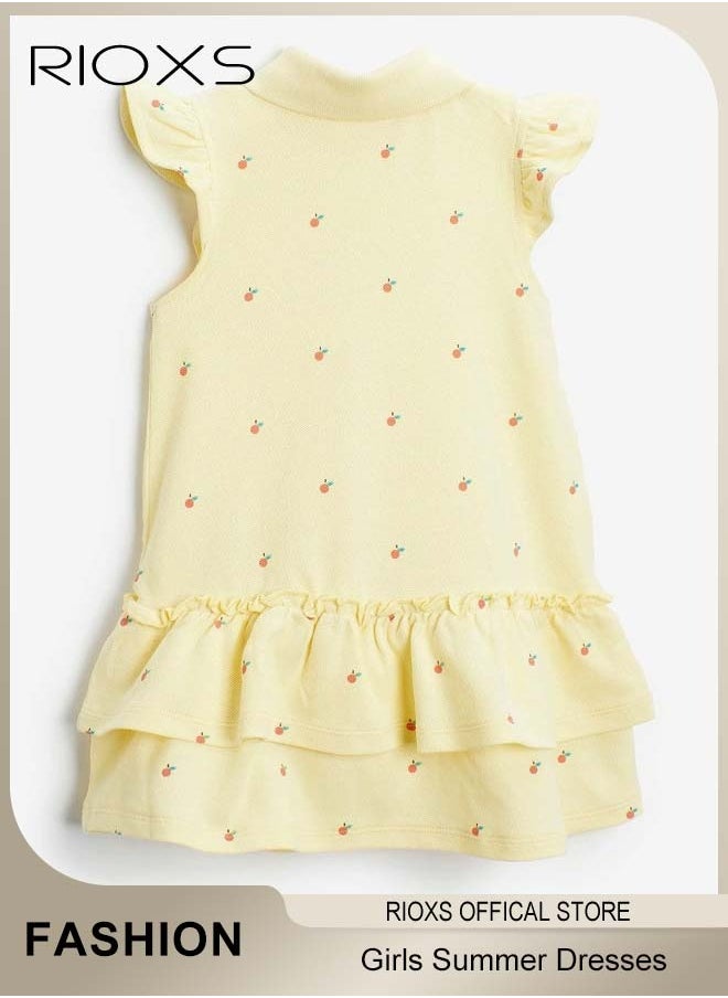 Girls A-line Dress with Adorable Pattern, Colorful Button Up Sleeveless Dress, Wonderful Summer Dresses for Girls, Comfortable to Wear, Great Gift Choice for Girls