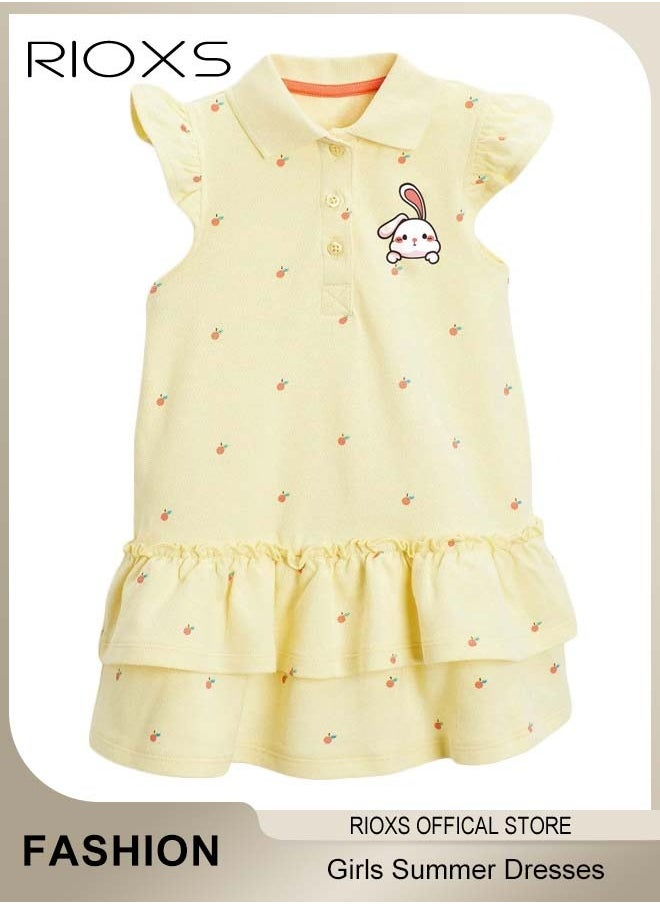 Girls A-line Dress with Adorable Pattern, Colorful Button Up Sleeveless Dress, Wonderful Summer Dresses for Girls, Comfortable to Wear, Great Gift Choice for Girls