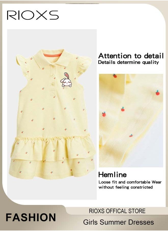 Girls A-line Dress with Adorable Pattern, Colorful Button Up Sleeveless Dress, Wonderful Summer Dresses for Girls, Comfortable to Wear, Great Gift Choice for Girls