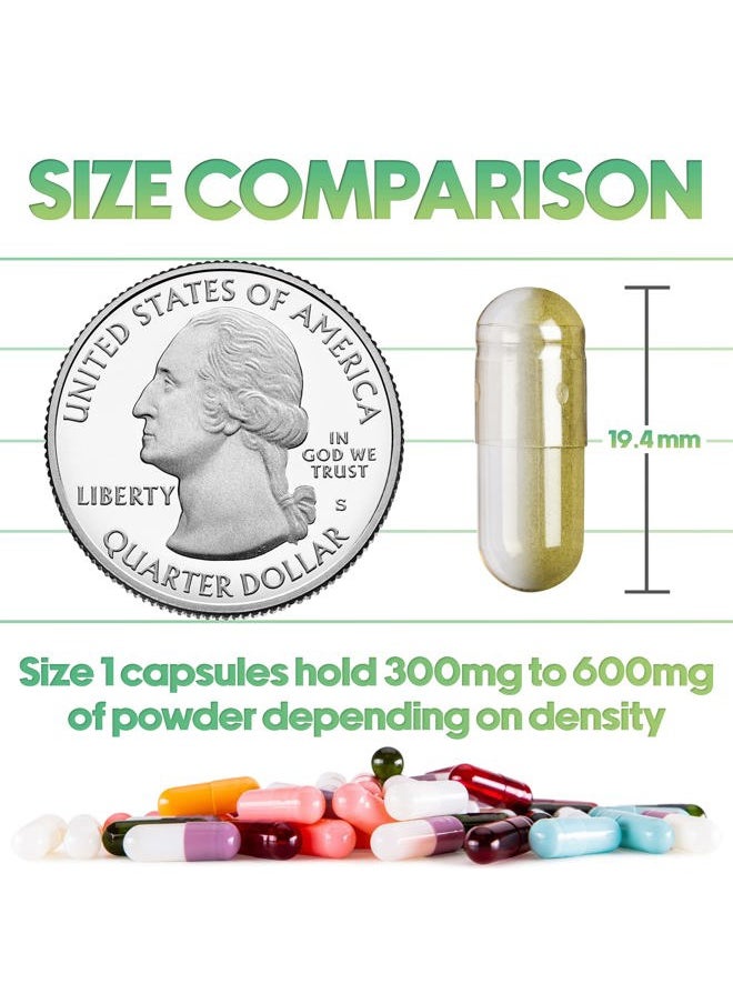 Size 1 Empty Capsules - 500 Count Empty Gelatin Capsules - Empty Pill Capsules - DIY Capsule Filling - Pure Bovine Pill Capsules Empty Gel Caps (Red/White)