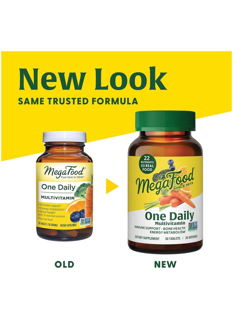 MegaFood One Daily Multivitamin - Multivitamin for Women and Men - with Real Food - Immune Support Supplement -Vitamin C & Vitamin B - Bone Health - Energy Metabolism - Vegetarian, Non-GMO (30 Tabs)