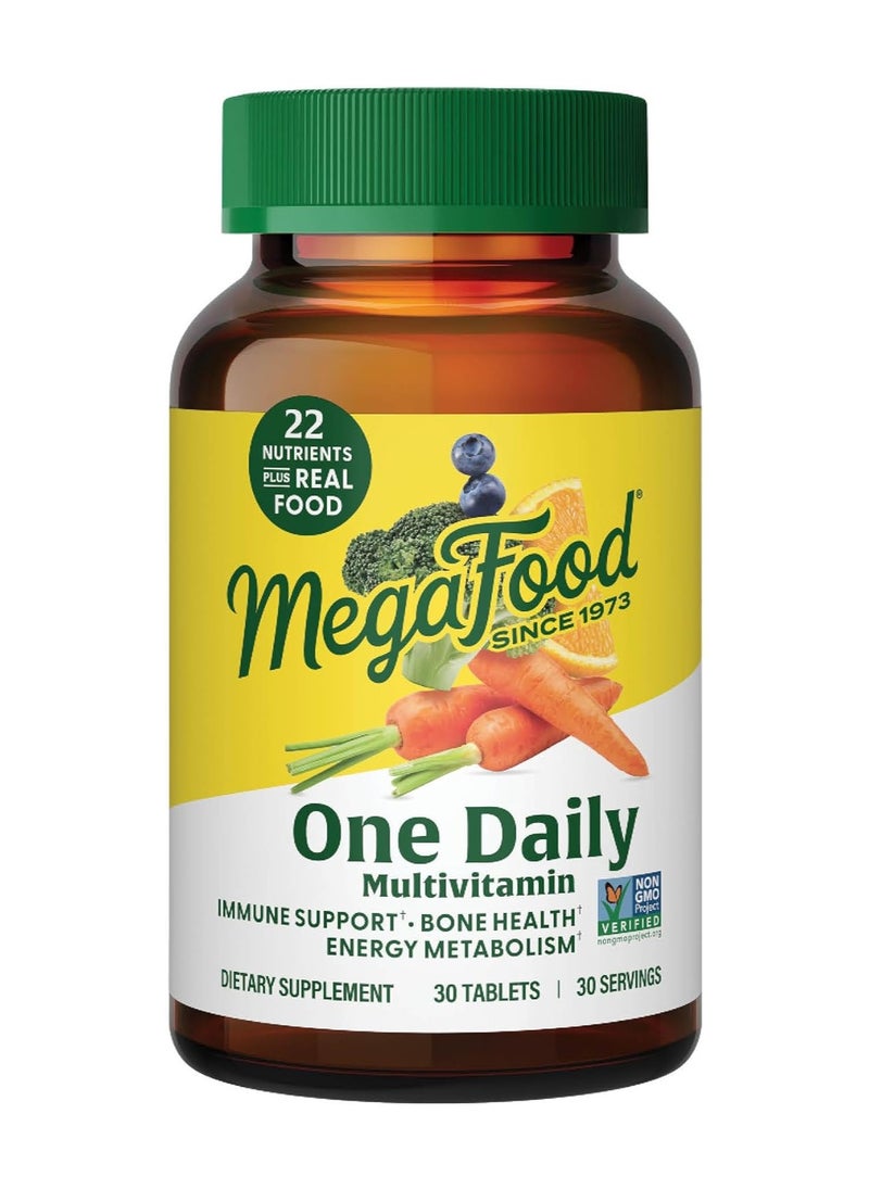 MegaFood One Daily Multivitamin - Multivitamin for Women and Men - with Real Food - Immune Support Supplement -Vitamin C & Vitamin B - Bone Health - Energy Metabolism - Vegetarian, Non-GMO (30 Tabs)