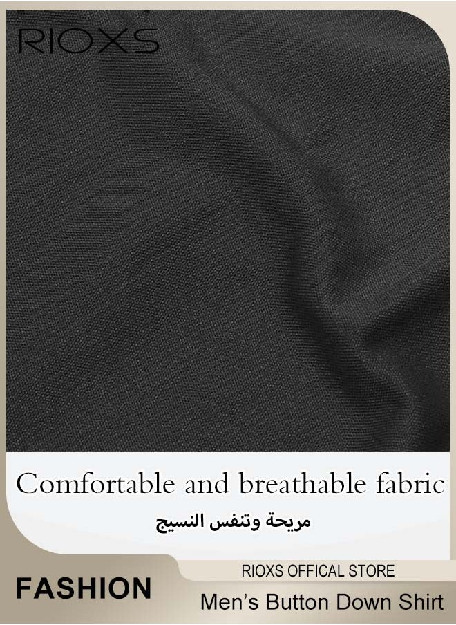 Men's Short Sleeve Henley Shirt, Loose Linen Cotton Button-Up Tops, Casual Beach Shirt For Men, Comfy Breathable Shirt For Travel Hawaii Work And Daily Wear, Button Down Shirt As Gifts For Grandfather/ Dad/ Boyfrind/ Husband