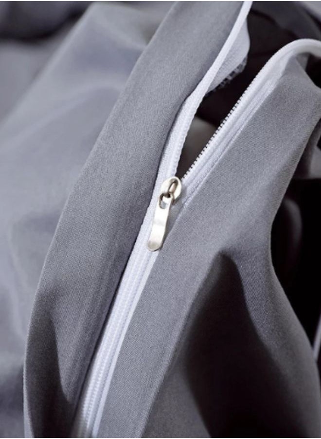 King size 6 Piece Bedding Set Without Filler Plain Anchor Grey