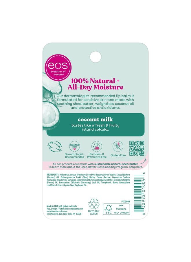 100% Natural Lip Balm- Coconut Milk, All-Day Moisture, Made for Sensitive Skin, Lip Care Products, 0.25 oz