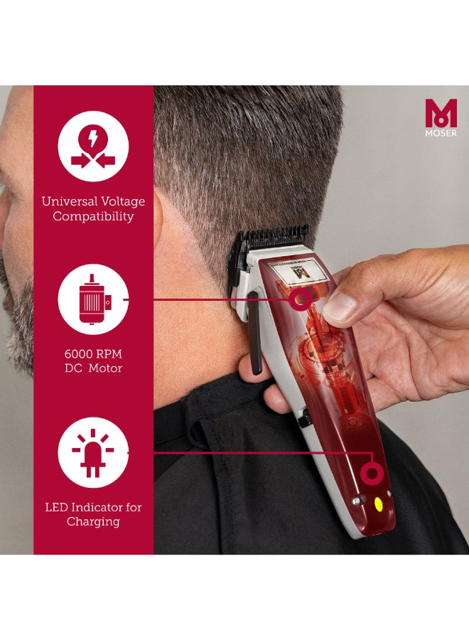 1400 Cordless Professional Hair Clipper For Men (Made In Germany) | High-Grade Stainless Steel Blade Set | Multiclick Adjustment | 3-Hour Battery Life And Fast Charging (1430-0150) Burgundy