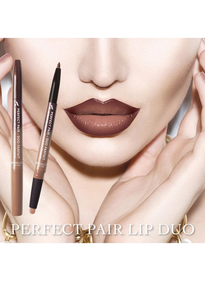 ALD02 Perfect Pair Lip Duo, Fuller and Poutier Lips, Deeper Shade For Lip Contouring, Satin Lipstick and Lip Liner
