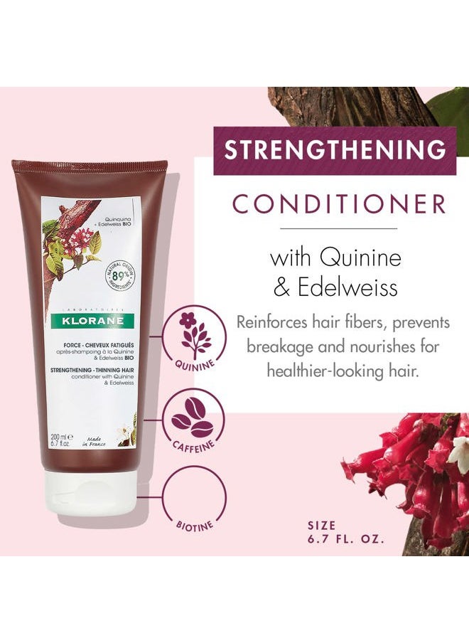 Strengthening Conditioner with Quinine and Edelweiss for Thinning Hair, Supports Thicker, Stronger, Healthier Hair, For Men and Women, Paraben, Silicone and Sulfate Free