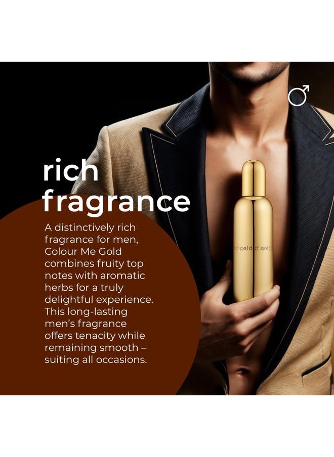 Colour Me Gold Homme by Milton-Lloyd - Perfume for Men - Spicy Aromatic Fragrance - Opens with Spices, Leather, Patchouli, and Amber - Enduring Scent Exudes Persistence - 3 oz EDP Spray