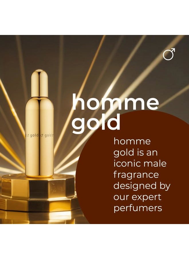 Colour Me Gold Homme by Milton-Lloyd - Perfume for Men - Spicy Aromatic Fragrance - Opens with Spices, Leather, Patchouli, and Amber - Enduring Scent Exudes Persistence - 3 oz EDP Spray