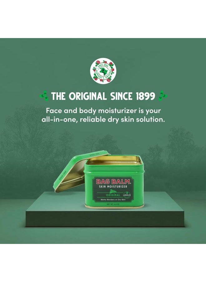 Vermont's Original Skin Moisturizer - Full Body Hydrating Skin Care: Dry Hands, Lips, Face, Feet & More - Unscented, Cruelty & Paraben Free - Day & Night, Men & Women (4oz Tin, Made in USA)