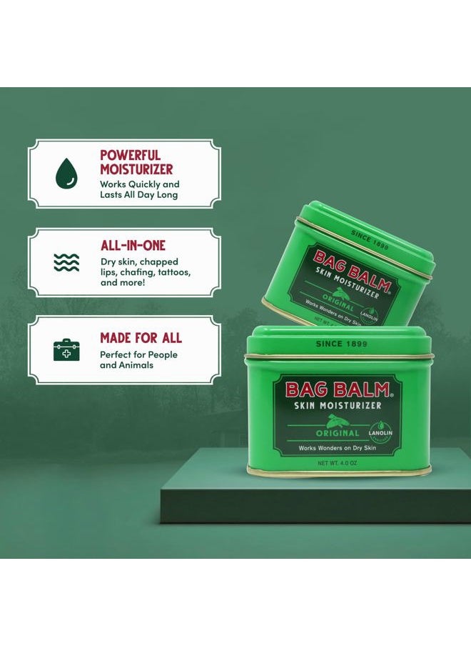 Vermont's Original Skin Moisturizer - Full Body Hydrating Skin Care: Dry Hands, Lips, Face, Feet & More - Unscented, Cruelty & Paraben Free - Day & Night, Men & Women (4oz Tin, Made in USA)