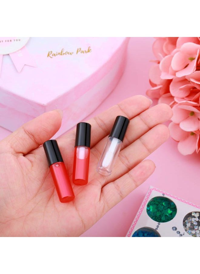 100 Pieces 1.2 ml Clear Mini Lip Gloss Tube Refillable Empty Lip Balm Gloss Containers Bottles Transparent Mini Lipstick Containers for Women DIY Makeup(Black)