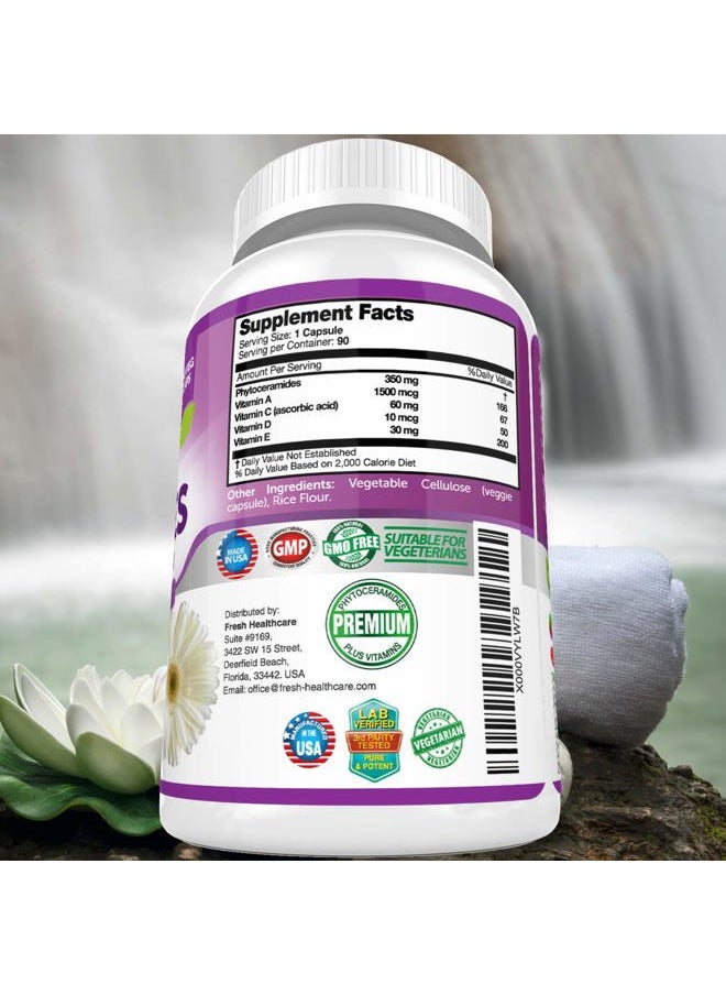 Phytoceramides - 3 Month Supply - Plus Skin Vitamins A,C,D & E for Skin Repair & Rejuvenation - Anti Aging Powerhouse for Reduced Fine Lines & Wrinkles by Fresh Healthcare