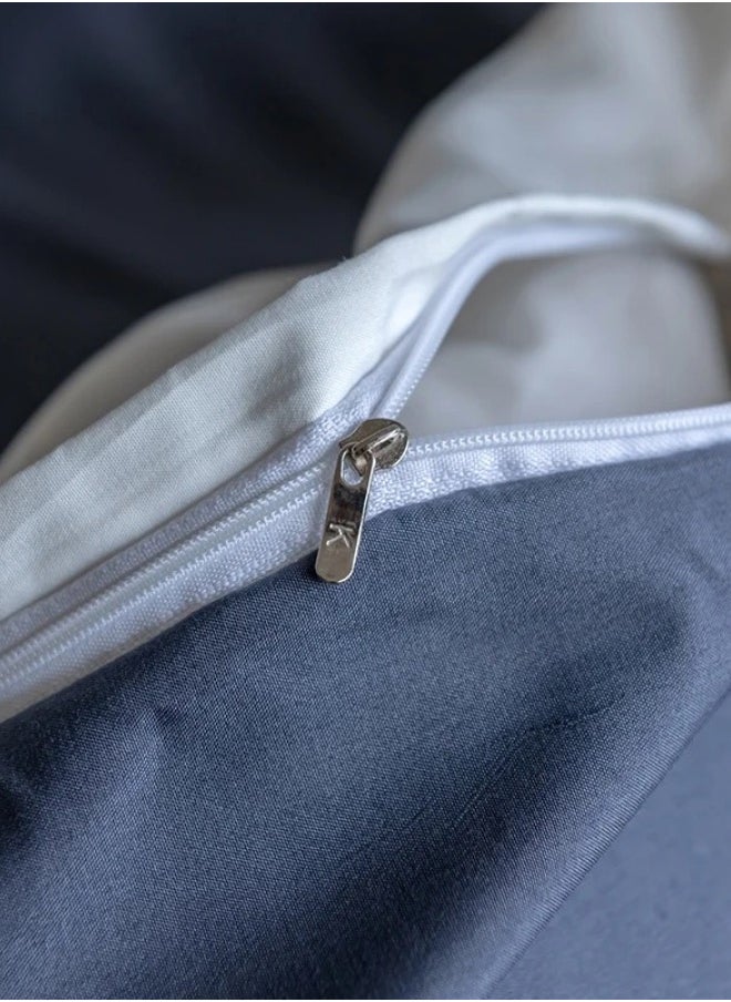 King Size 6 Piece Premium Korean Duvet Cover Set Plain White And Grey