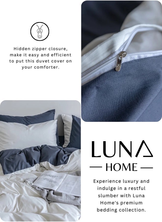King Size 6 Piece Premium Korean Duvet Cover Set Plain White And Grey