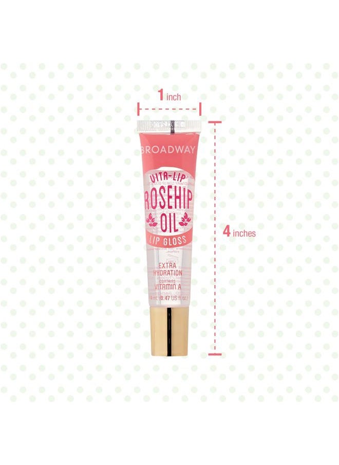 Broadway Vita-Lip Clear Lip Gloss (Rosehip Oil 48 Pack), Ultra-Hydrating & Soothing Formula with Vitamin Oils, High-Shine Non-Sticky Finish, Healing Glossy Lip Balm With Vitamin A