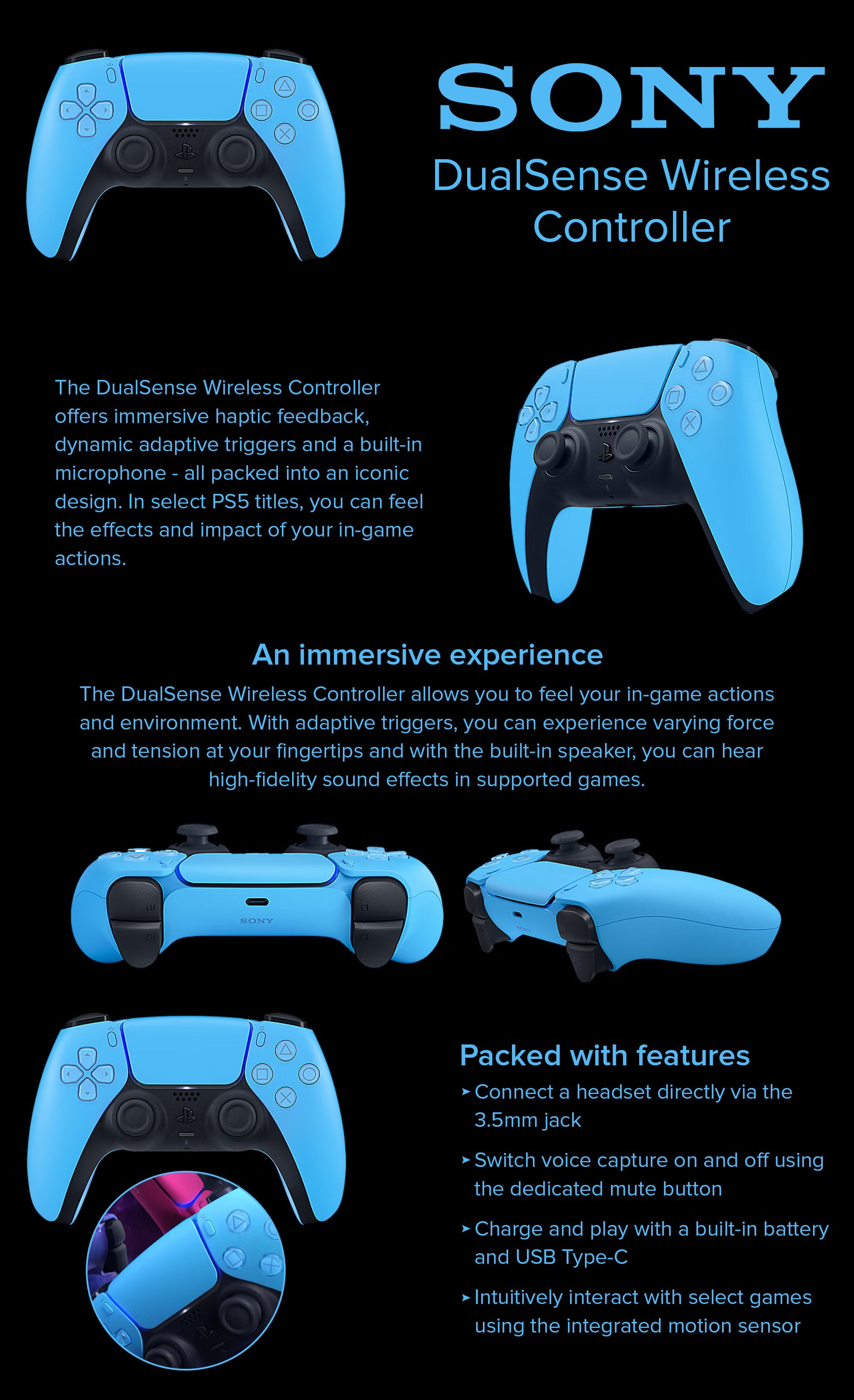 DualSense Wireless PS5 Controller (Official Version) - Starlight Blue