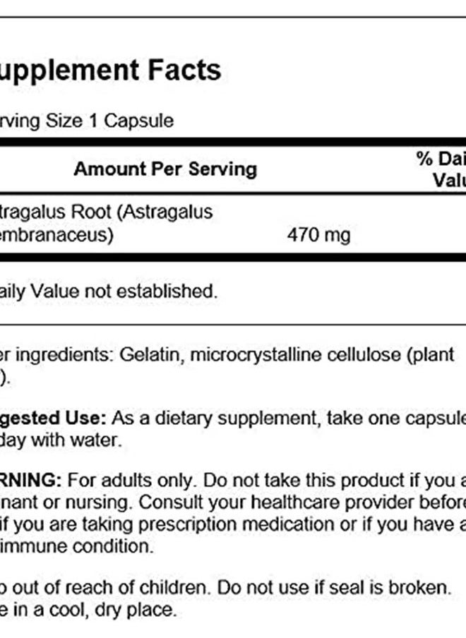 Astragalus Root - Herbal Supplement Promoting Immune System Support - Natural Formula Supporting Heart '&' Liver Health - (100 Capsules, 470mg Each)