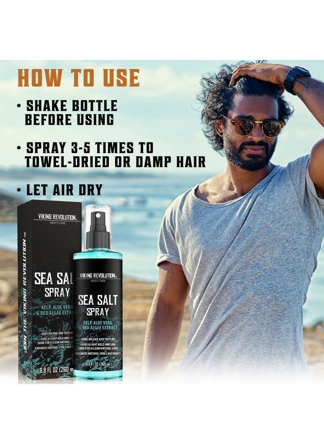 Sea Salt Spray for Hair Men - Hair Texturizing Spray with Kelp, Aloe Vera and Red Algae Extract - Surf Spray to Add Volume and Texture Sea Salt Spray for Men Beach Hair Spray - 8.8oz