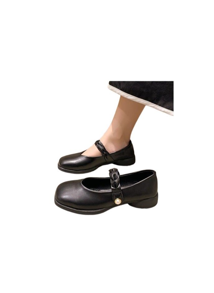 Women's Fashion Loafers Classic Soft Sole Mary Jane Shoes Square Toe Comfortable Low Heel Flats