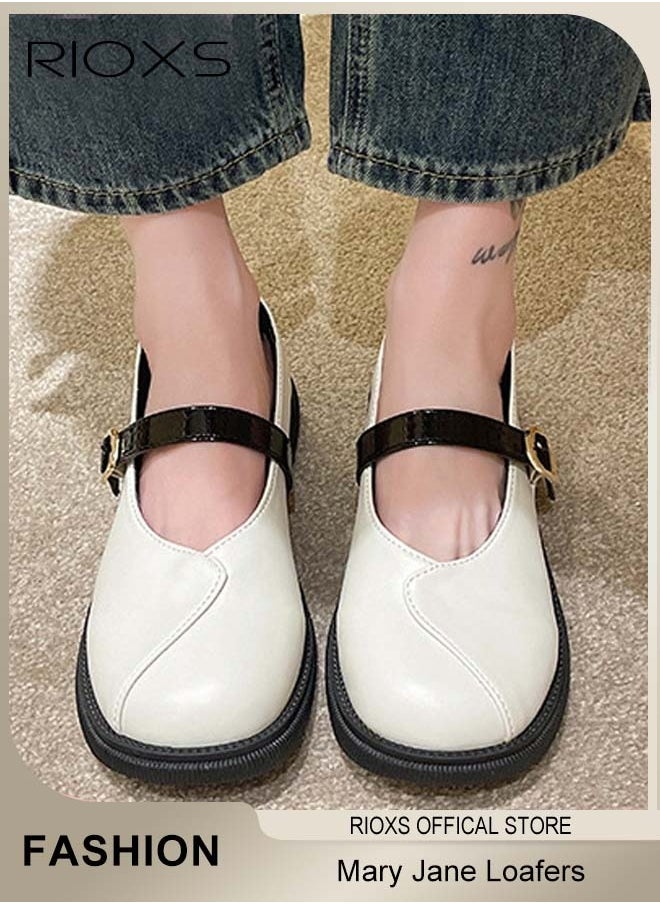 Women's Fashion Casual Lightweight Mary Jane Loafers Classic Soft ELastic Sole Shoes Square Toe Comfortable Low Heel Flats