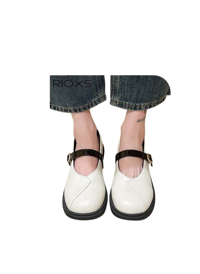 Women's Fashion Casual Lightweight Mary Jane Loafers Classic Soft ELastic Sole Shoes Square Toe Comfortable Low Heel Flats