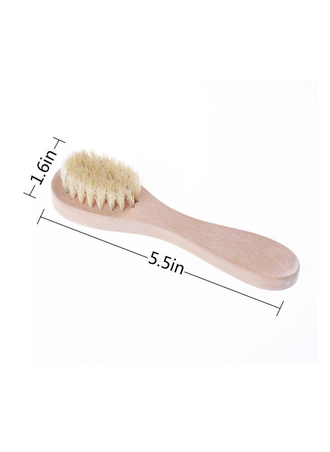 Face Cleansing Brush for Facial Exfoliation, Natural Bristles Brush For Dry Brushing - Set of 3 Pack Wooden Handle Skin Cleaning Scrubbers for Men and Women