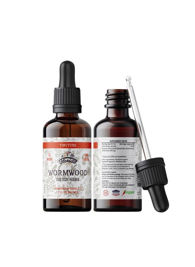 Wormwood Organic Tincture - Natural Intestinal Cleanse and Digestive Cleanse Supplement - Wormwood Herb Extract for Detox - Made in USA - 2 Fl Oz (Wormwood - 2 Fl Oz)