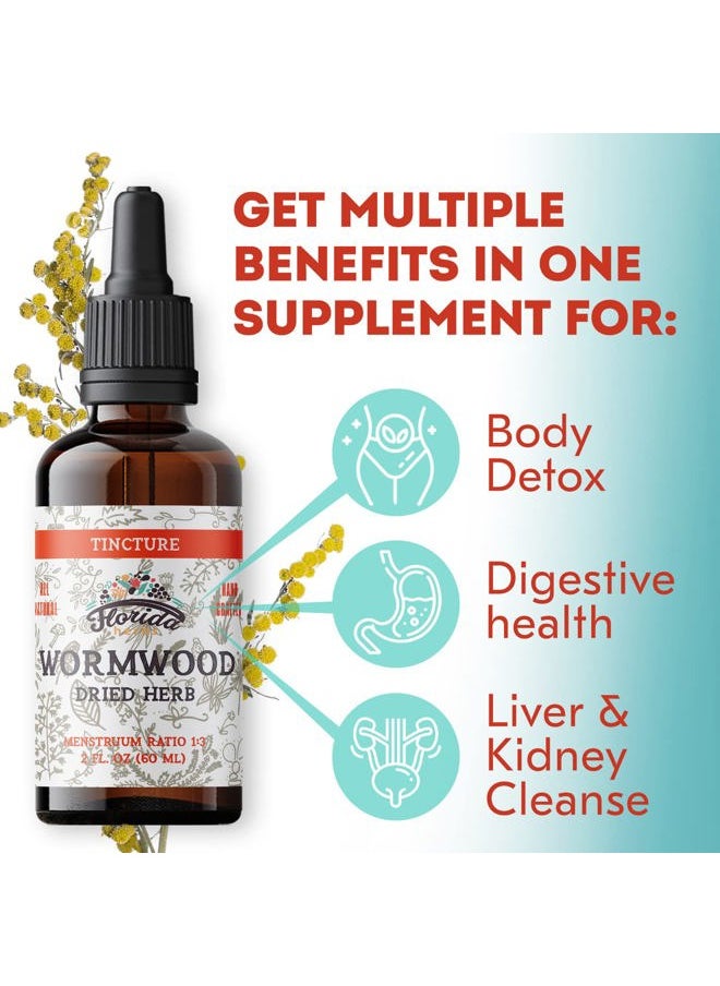 Wormwood Organic Tincture - Natural Intestinal Cleanse and Digestive Cleanse Supplement - Wormwood Herb Extract for Detox - Made in USA - 2 Fl Oz (Wormwood - 2 Fl Oz)