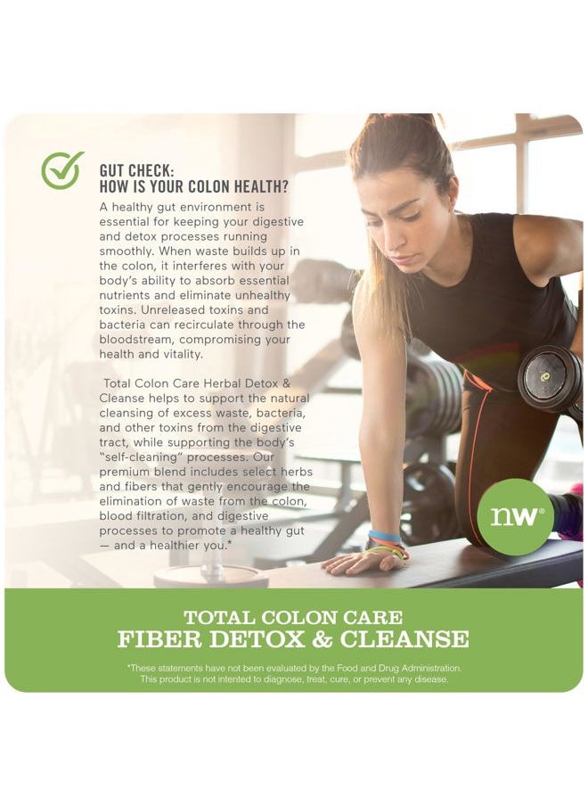 Total Colon Care Fiber Cleanse with Herbal Laxatives, Prebiotics, & Digestive Enzymes for Healthy Elimination, Safe Digestion & Weight, Detox, & Gut Health [1 Month Supply - 60 Count]