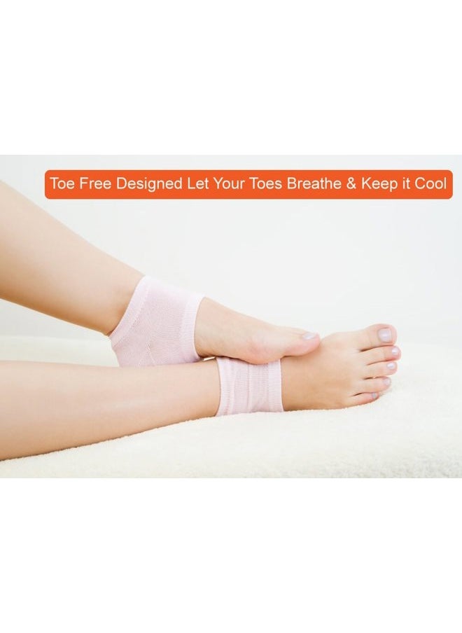 Selizo 5 Pairs Moisturizing Gel Heel Socks Open Toe Socks for Dry Hard Cracked Heels, 5 Colors