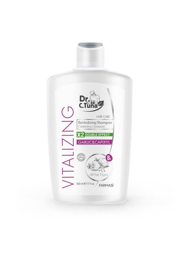 FARMASİ Dr. C. Tuna Vitalizing Garlic Shampoo, Natural Hair Treatment for Hair Growth, Prevents Hair Loss, Stimulates Growth, Relieves Itchy Scalp with Capixyl, and Coconut Oil, 17 fl. oz / 500 ml