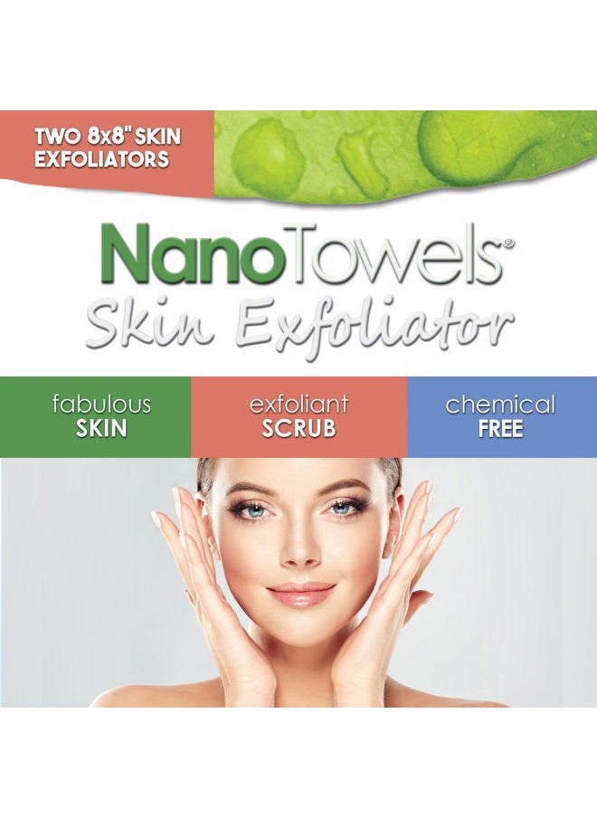 Nano Towels Skin Exfoliating Cleanser | Personal Microdermabrasion Face Wash, Pore Toner & Body Scrub Cloth | Chemical Free Dead Skin and Blackhead Remover. Korean Skin Care Secret | 2 Exfoliators