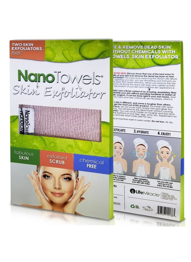 Nano Towels Skin Exfoliating Cleanser | Personal Microdermabrasion Face Wash, Pore Toner & Body Scrub Cloth | Chemical Free Dead Skin and Blackhead Remover. Korean Skin Care Secret | 2 Exfoliators