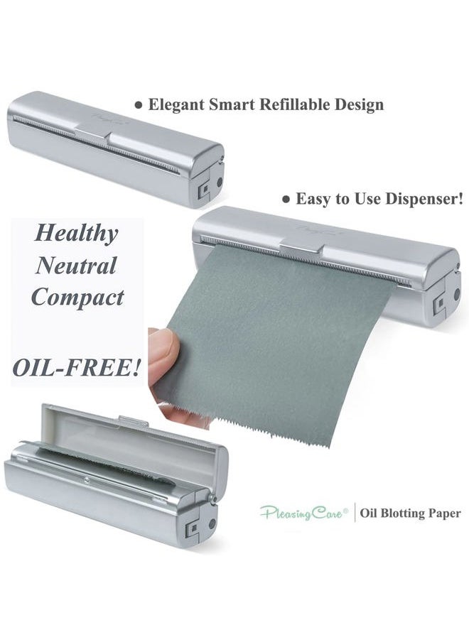 Natural Oil Blotting Paper Roll, Refillable Compact Dispenser No Shine Sheets, Absorb Excess Shine on Face or Scalp Instantly, Men and Women Facial Skin Care or Make Up Must Have (Bamboo Charcoal)