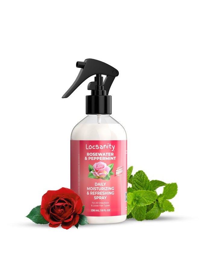Daily Moisturizing Rose Water and Peppermint Hair Scalp Refresher for Locs and Dreadlocks - Natural Loc Care and Maintenance (8oz)