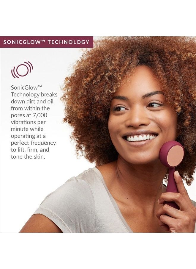 PMD Clean Pro - Smart Facial Cleansing Device with Silicone Brush & ActiveWarmth Anti-Aging Massager - Waterproof - SonicGlow Vibration Technology - Clear Pores & Blackheads - Lift, Firm, & Tone Skin