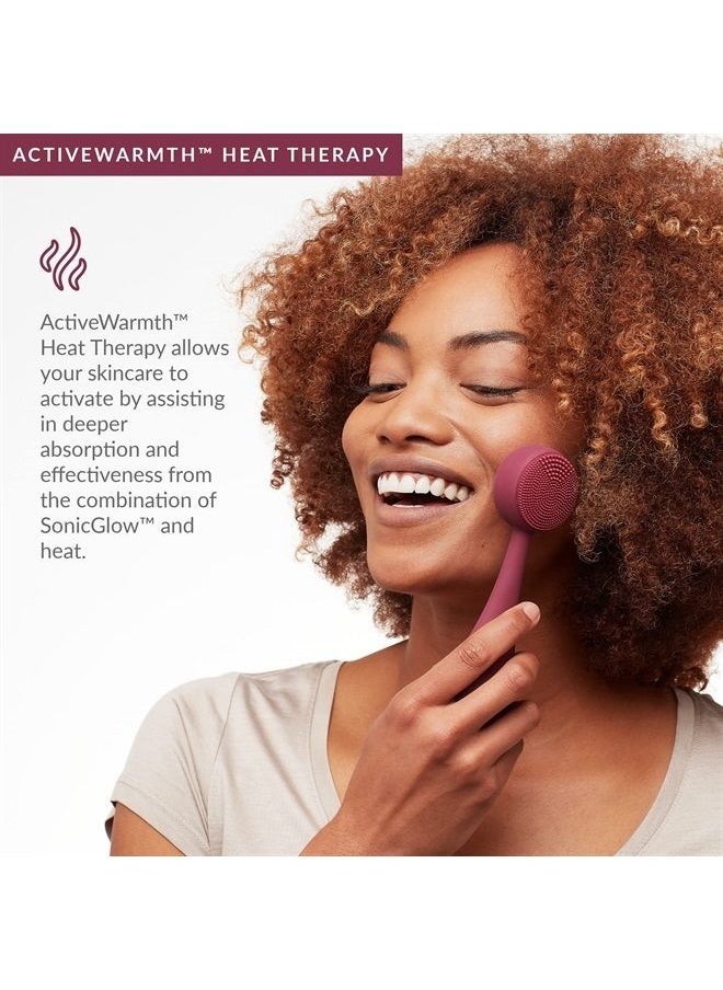 PMD Clean Pro - Smart Facial Cleansing Device with Silicone Brush & ActiveWarmth Anti-Aging Massager - Waterproof - SonicGlow Vibration Technology - Clear Pores & Blackheads - Lift, Firm, & Tone Skin