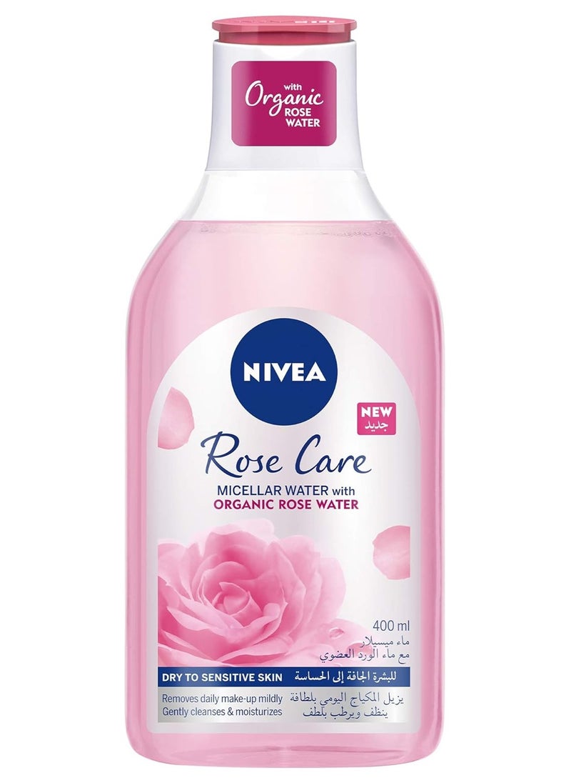 Face Micellar with Organic Rose Water Makeup Remover, Rose Care Dry and Sensitive Skin, 400ml
