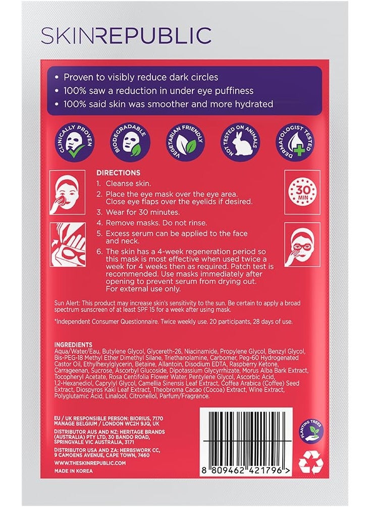 Brightening Eye Mask (9 Pairs) - Triple Action Serum with Vitamin C, Coffee Bean & Green Tea, Reduces Dark Circles, Puffiness & Fatigue, Hydrating, Smoothing & Dermatologist Tested