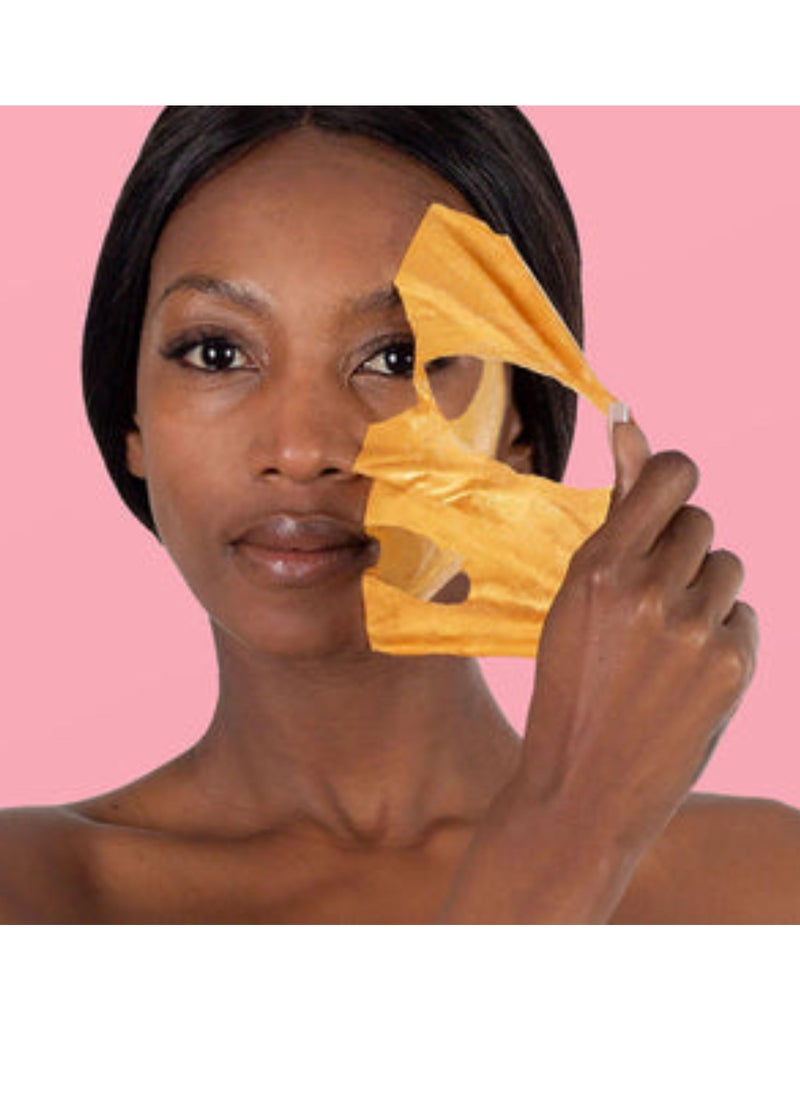 24K Gold Peel-Off Mask (9 Masks) – Anti-Aging Face Mask with Green Tea, Pomegranate & Fruit Acids – Exfoliates, Reduces Fine Lines & Wrinkles, Brightens, Restores & Protects Skin